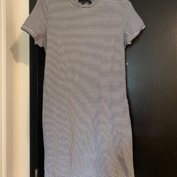 Theory Continuous T Dress Mini T-Shirt Short Sleeve Tunic Stripe Striped Minimal - Picture 2 of 5